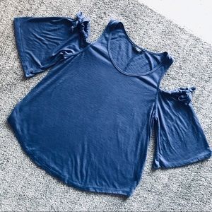 Cold Shoulder Boho Blue Top A2